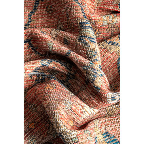 World Menagerie Abou Oriental Flatweave Coral/Blue Area Rug & Reviews